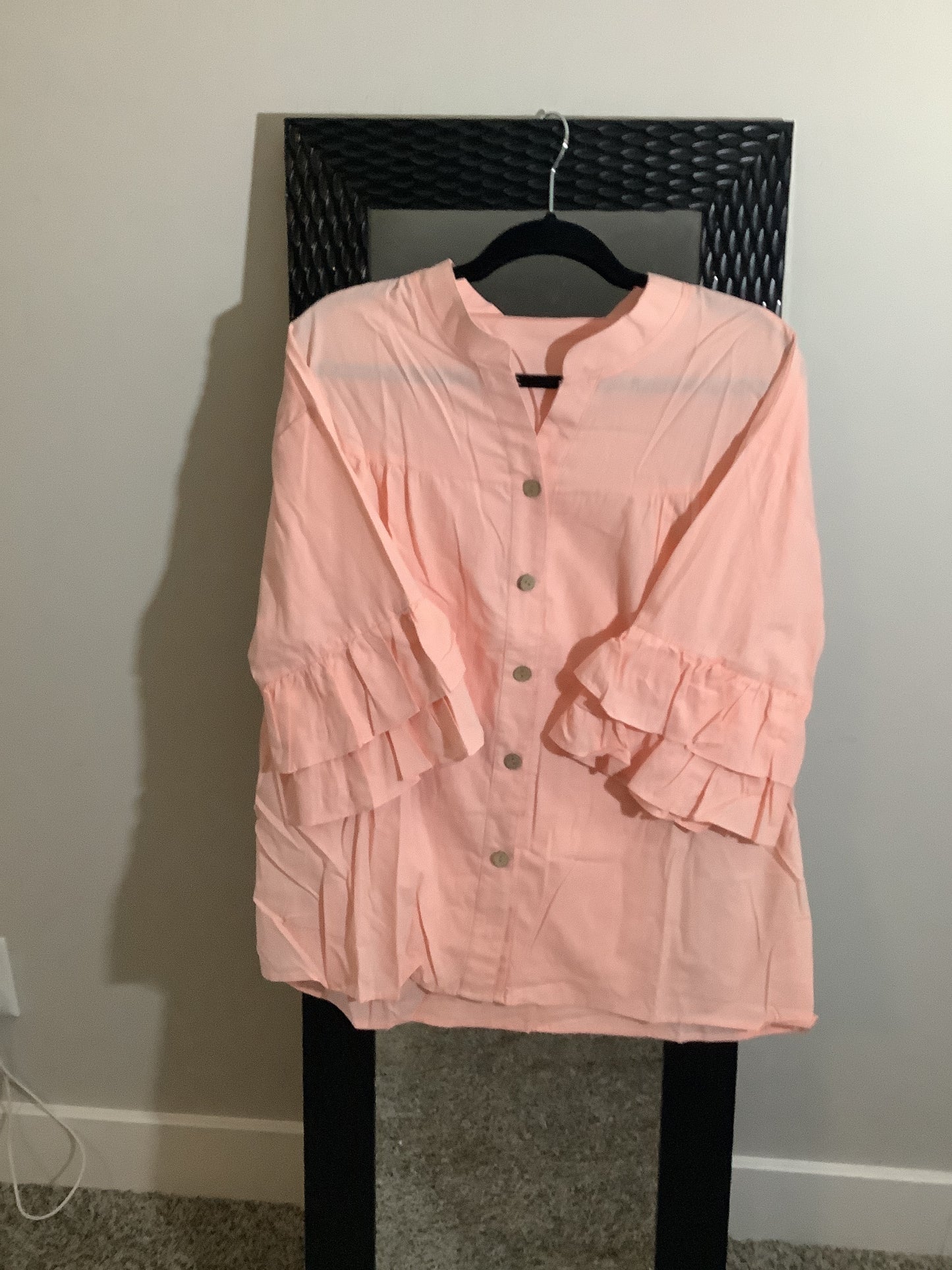 Peach Ruffle Sleeve Top