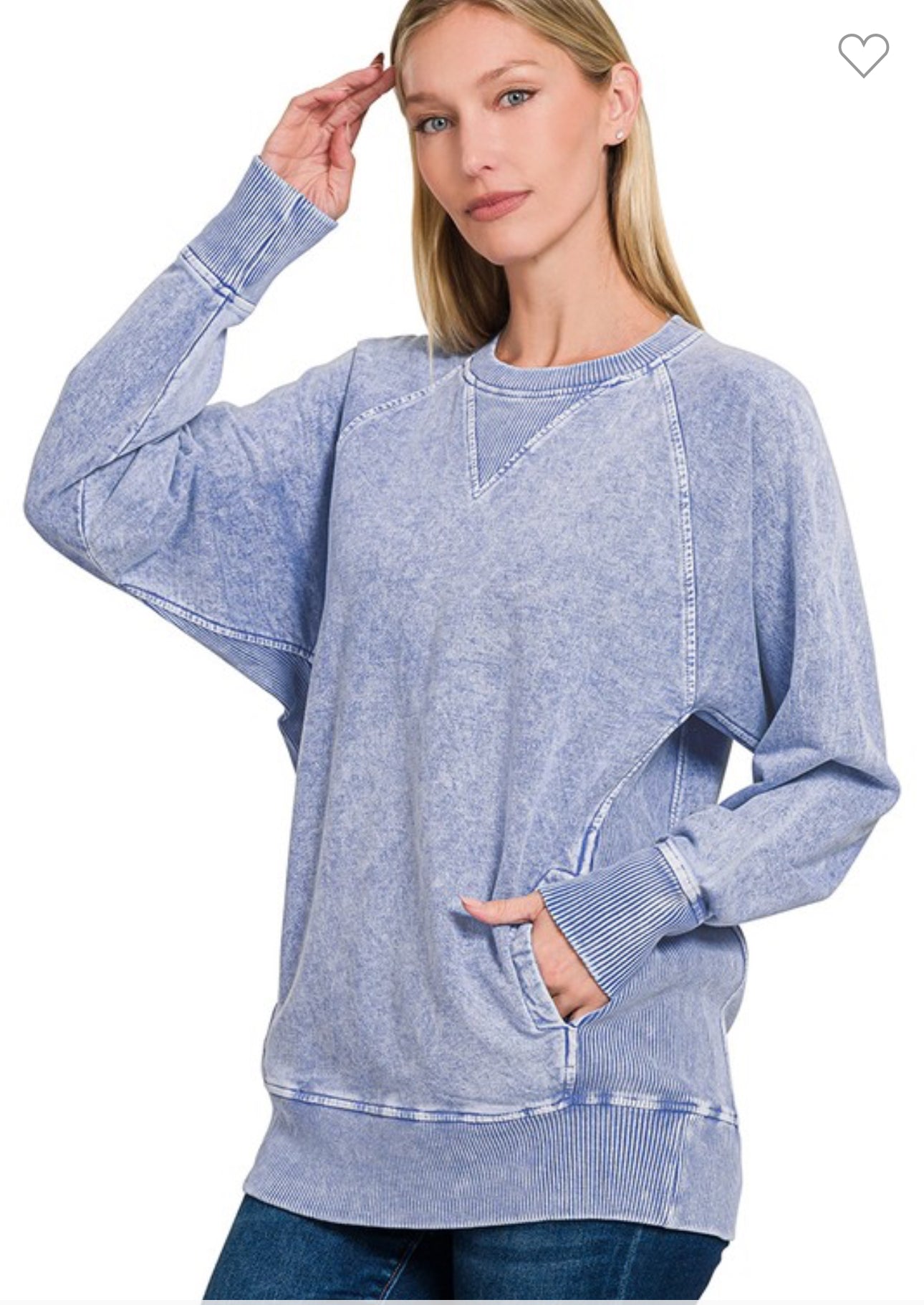 Zenana snow washed pull over blue