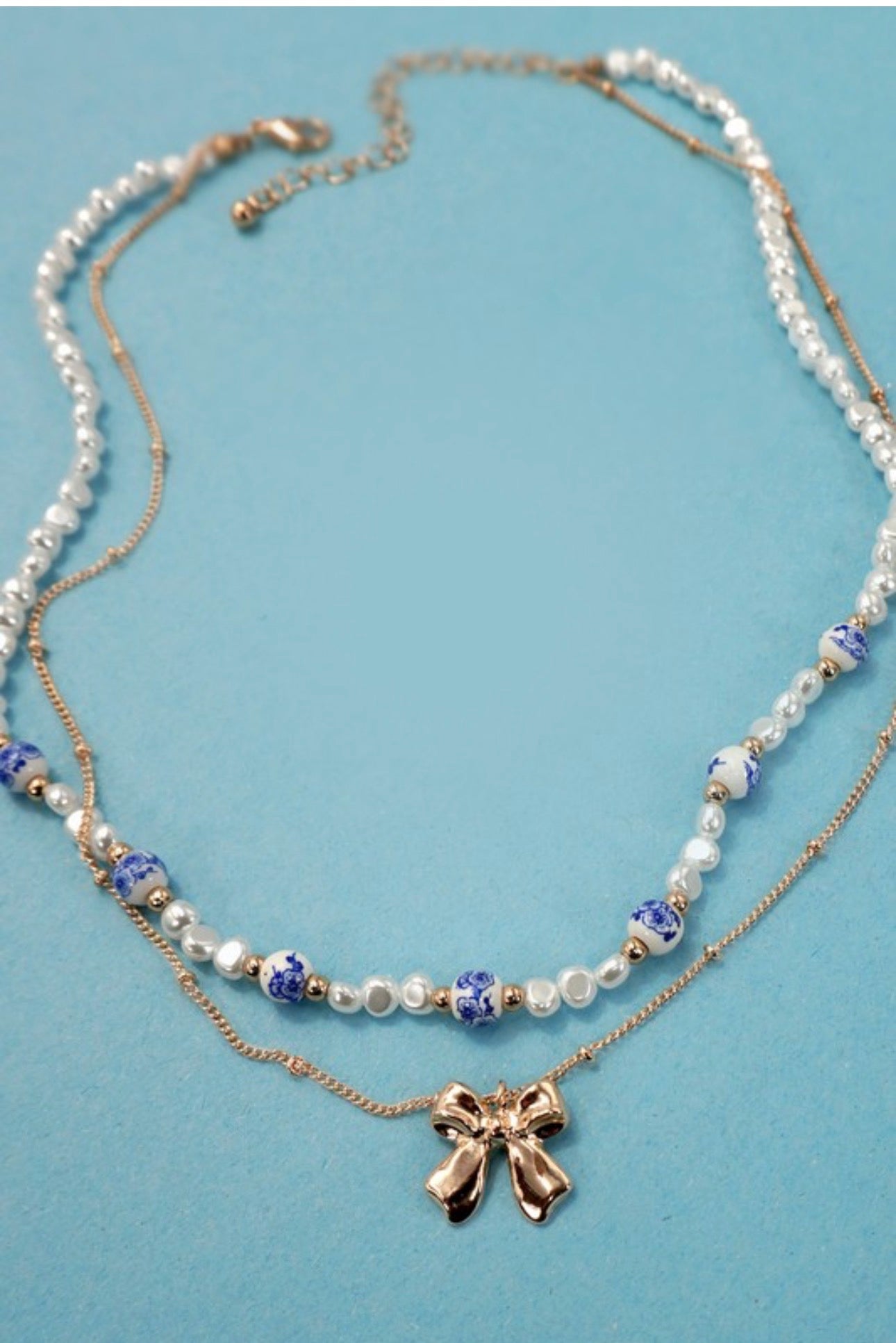 Cottage blue pearl necklace