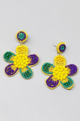 Mardi Gras Seedbead Earrings