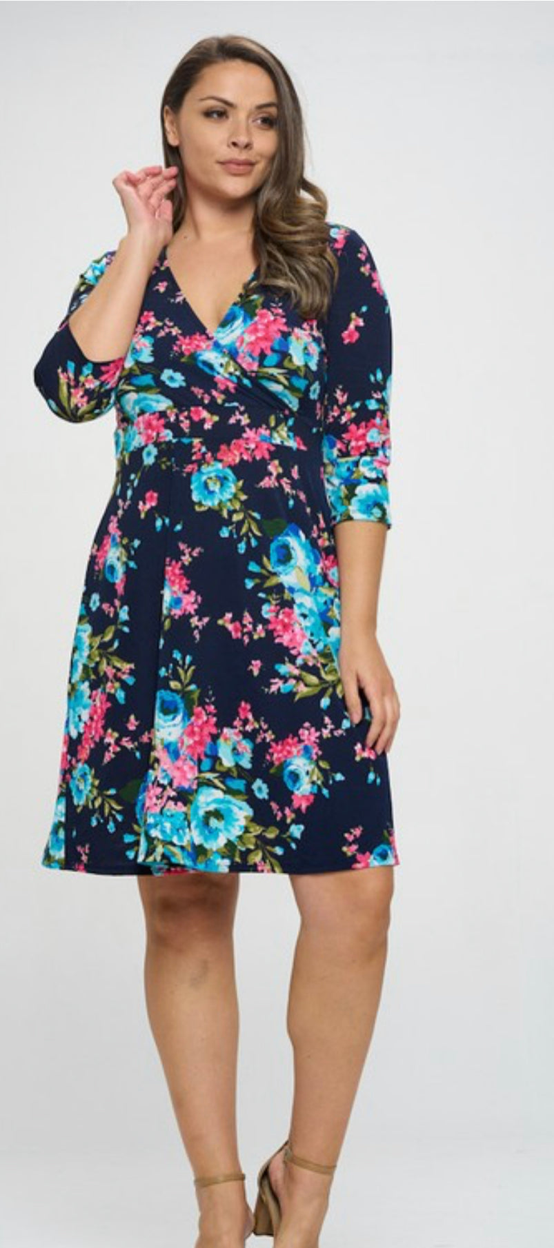 Floral dress my blue accent