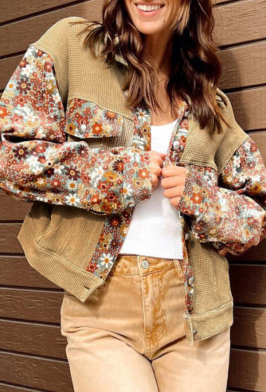 Vintage Kahki Floral Jacket