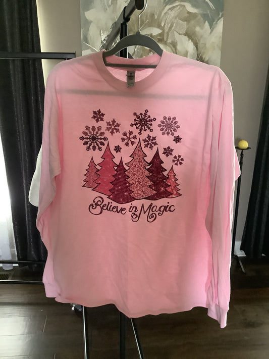 Pink Christmas tree magic long sleeve