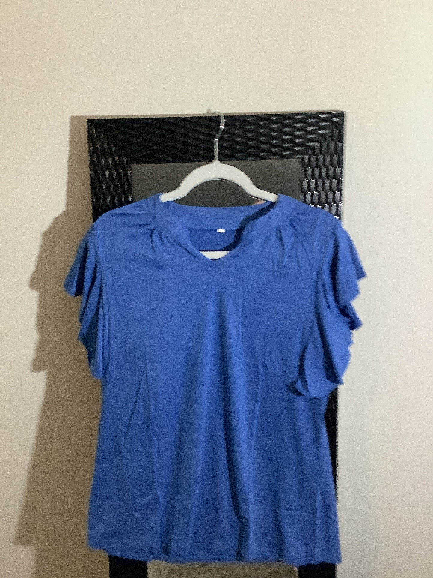 Blue Ruffle Sleeve Top