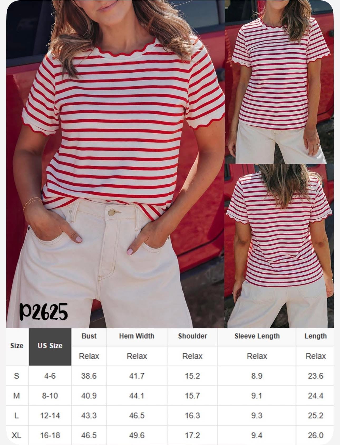 Rock Scalloped Trim Round Neck Tee