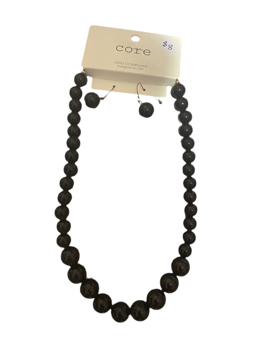 Faux pearl necklace set black