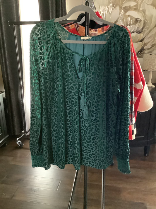 Dark green leopard print top