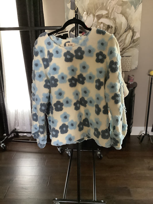 Fluffy blue flower sweater