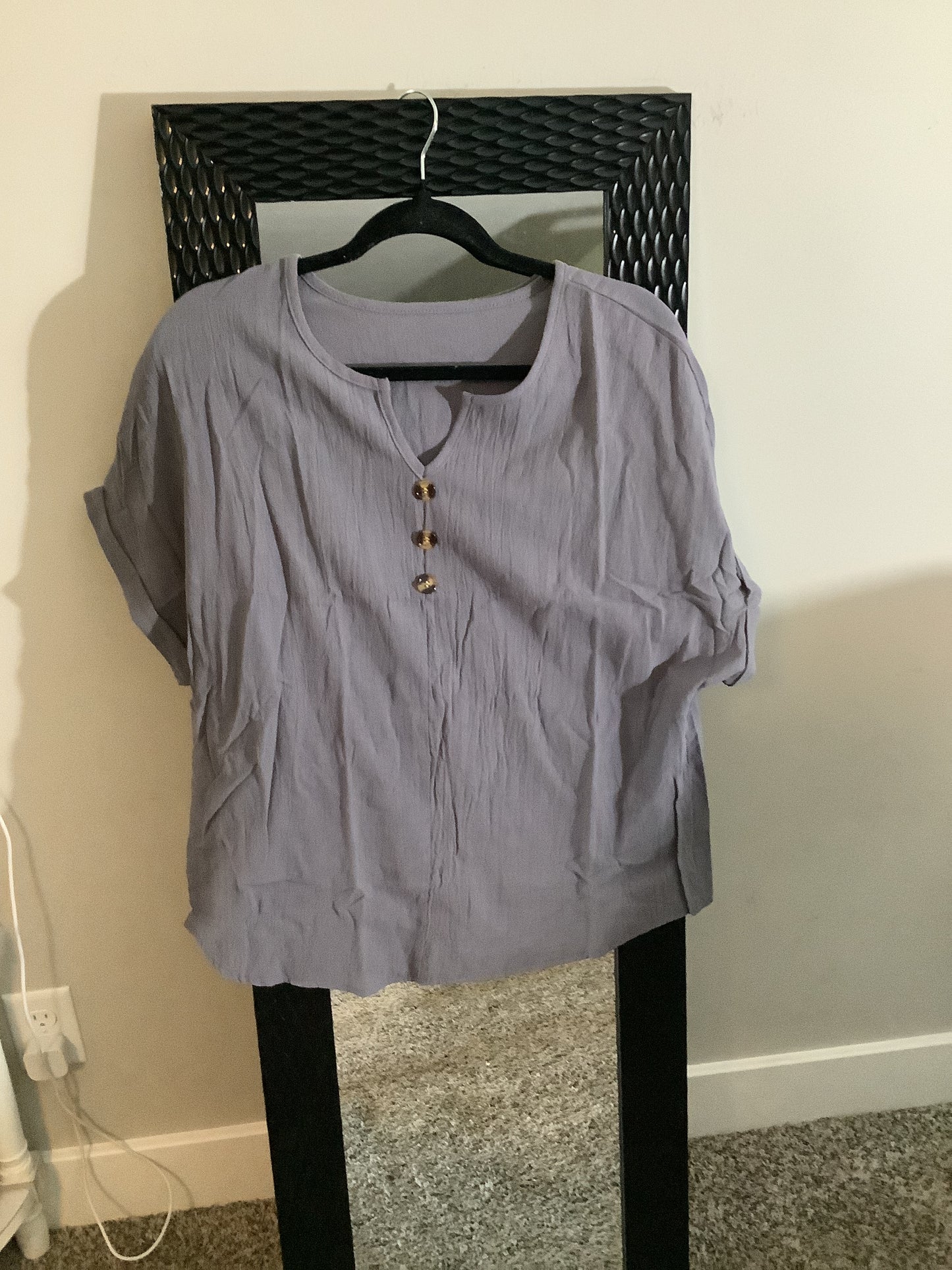 Gray Button Top