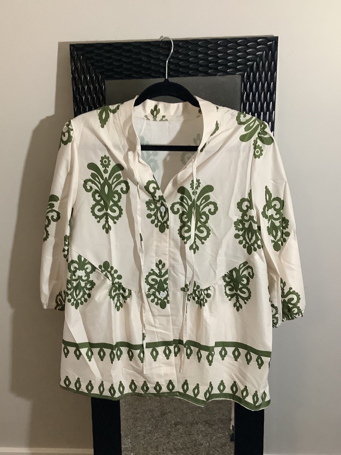 Green Patterned Button Up