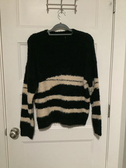 Fluffy black striped sweater