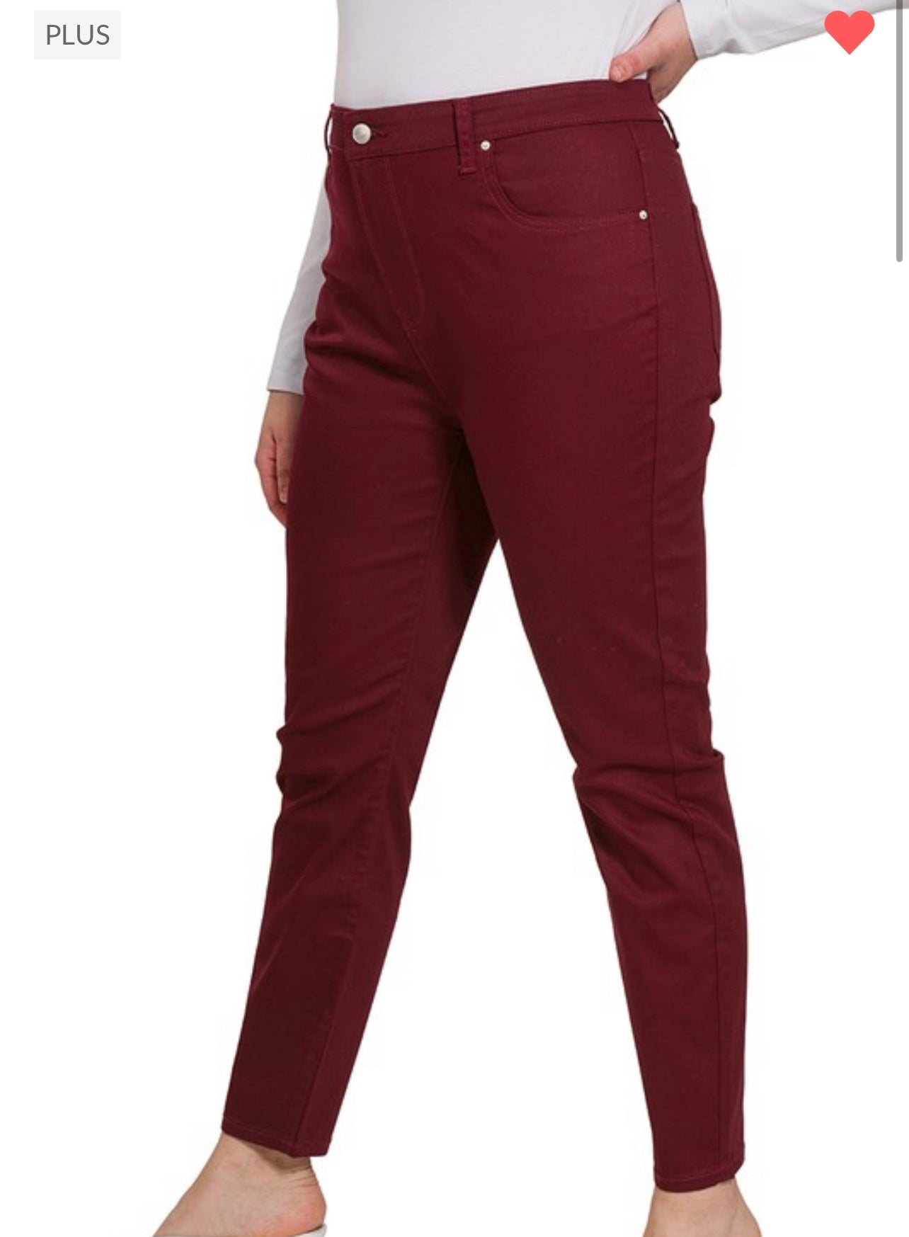 Burgundy Skinny High Rise Pants