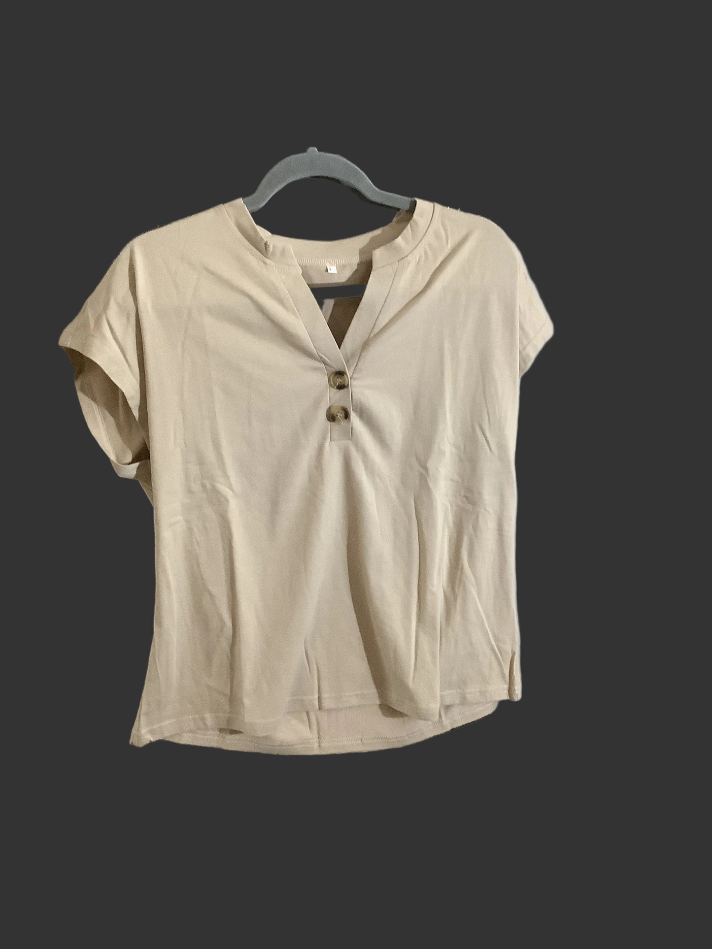 Beige Button Top