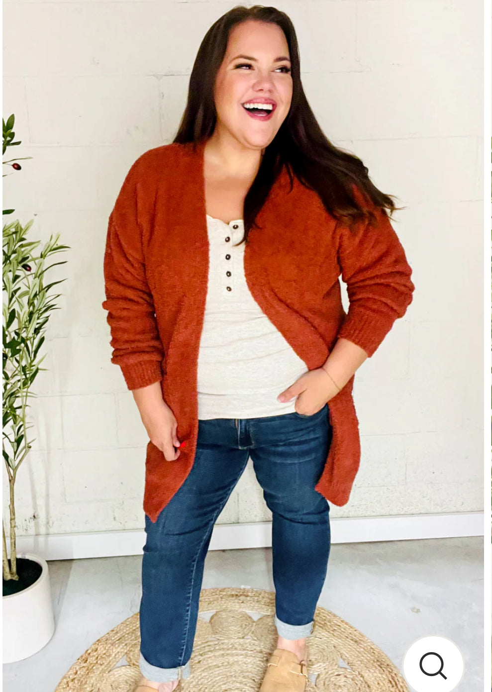 Popcorn Cardi Rust