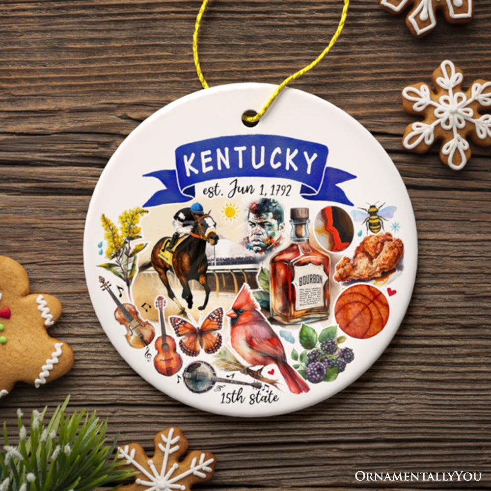 Artistic Kentucky State Themes and Landmarks Christmas Ornament