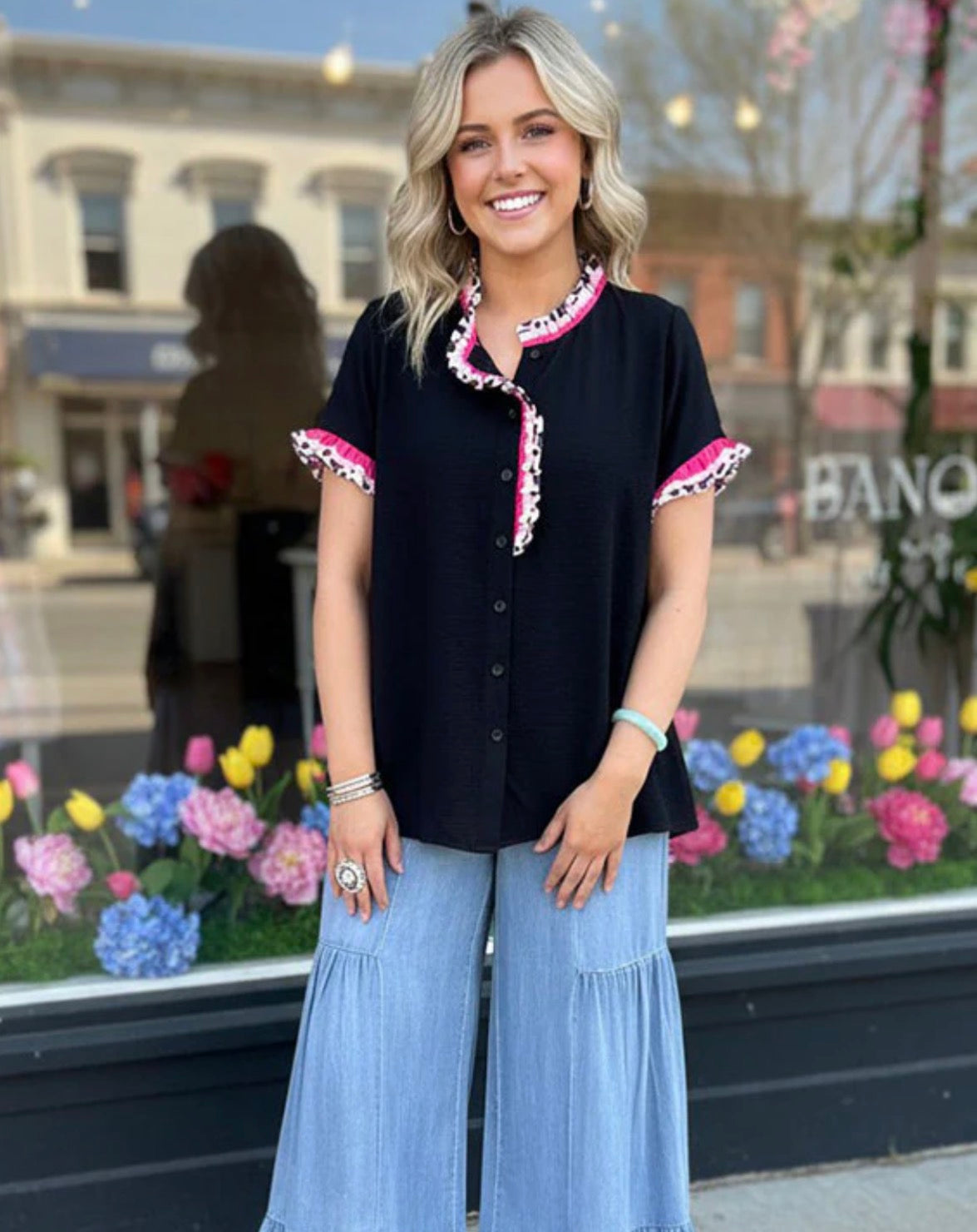 Ruffle leopard top