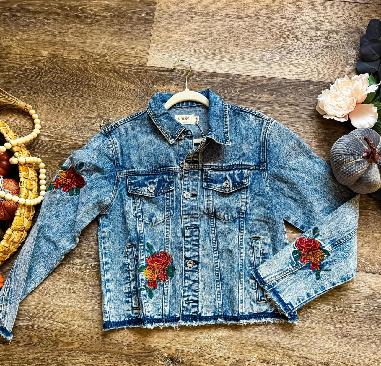 Embroidered blue Jean jacket