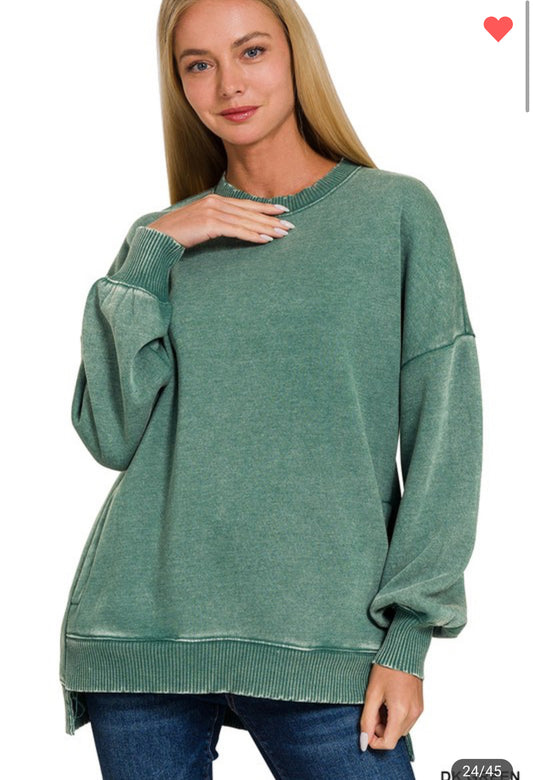 Acid wash high low green