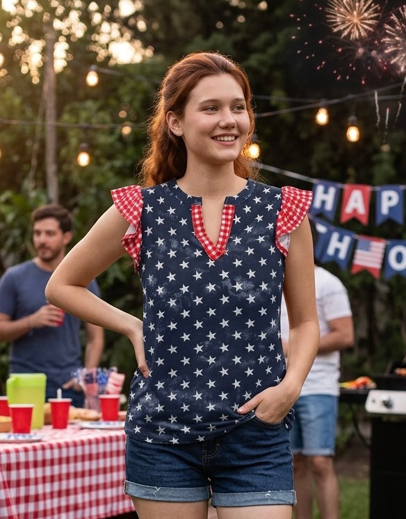 Flash Firecracker Flutter Sleeve Top