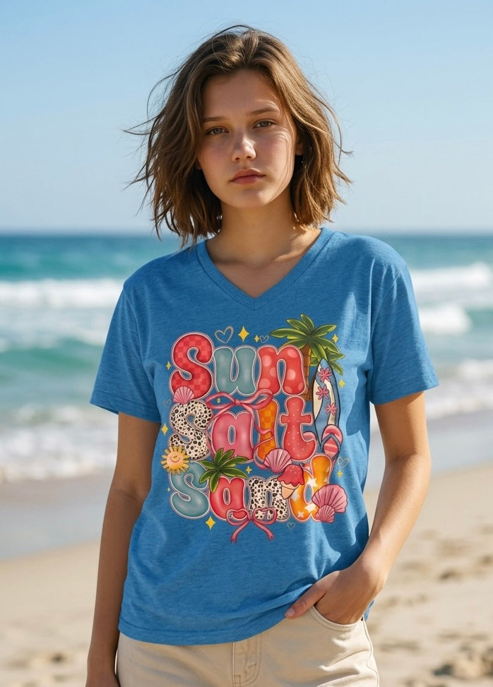 Summer graphic tee v-neck