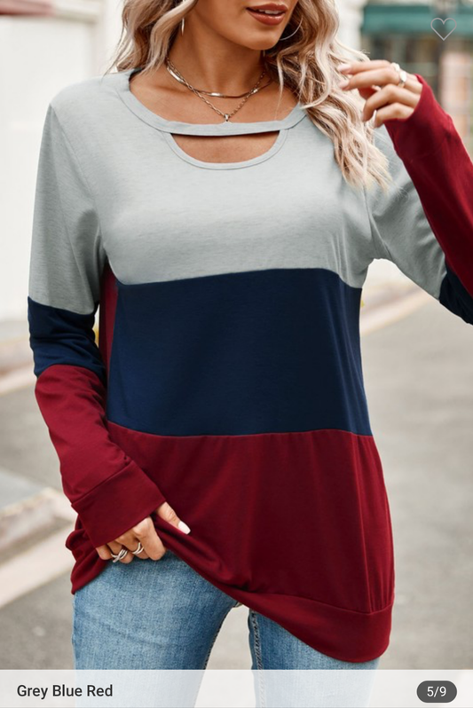 Colorblock Grey Navy Burgundy