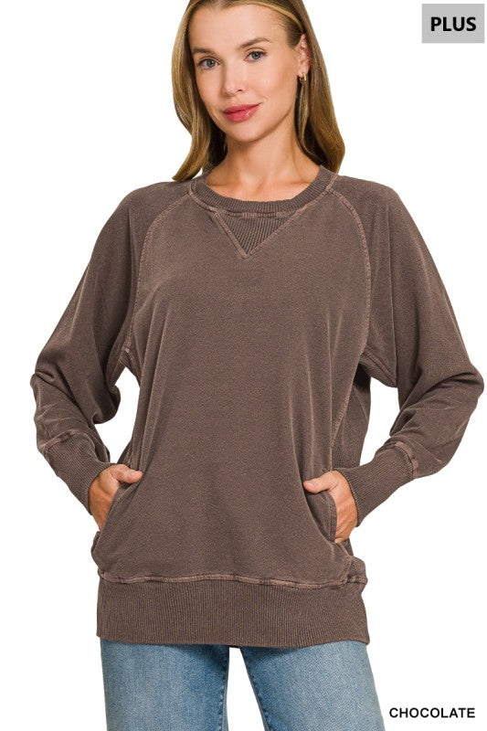 Pullover with pockets chocolate