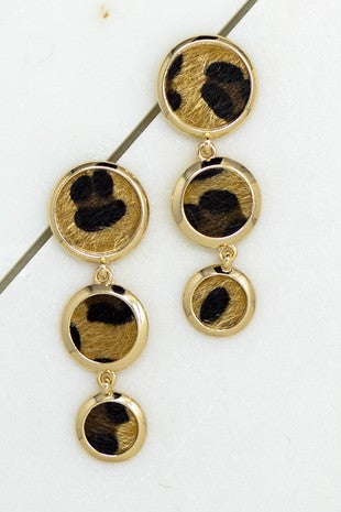 Triple leopard drop earrings