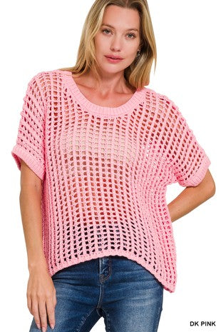 Crocheted sweater pink