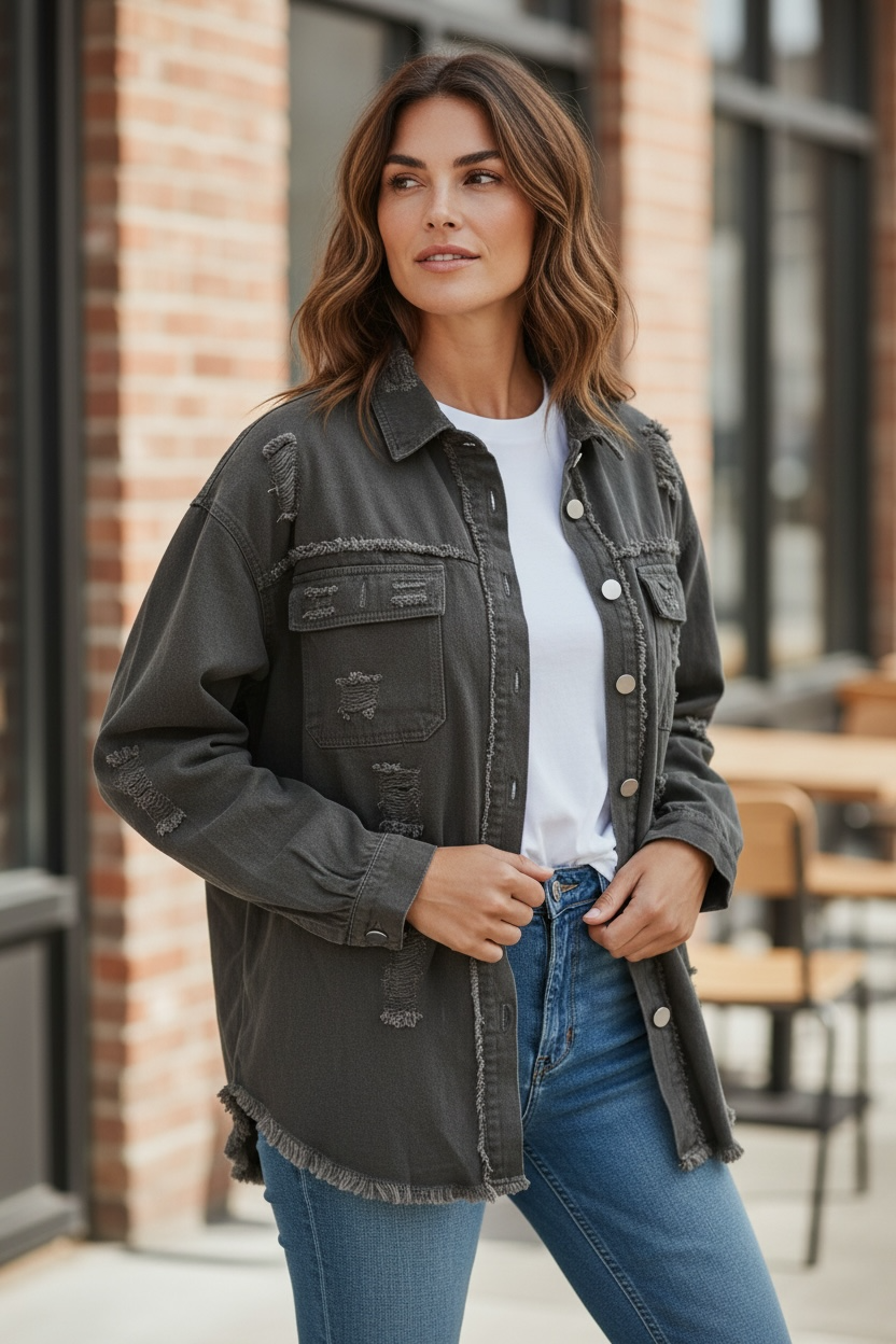 DISTRESSED JEAN JACKET