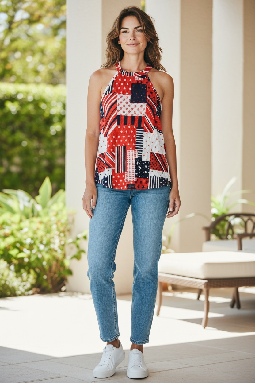Usa blue and white tank