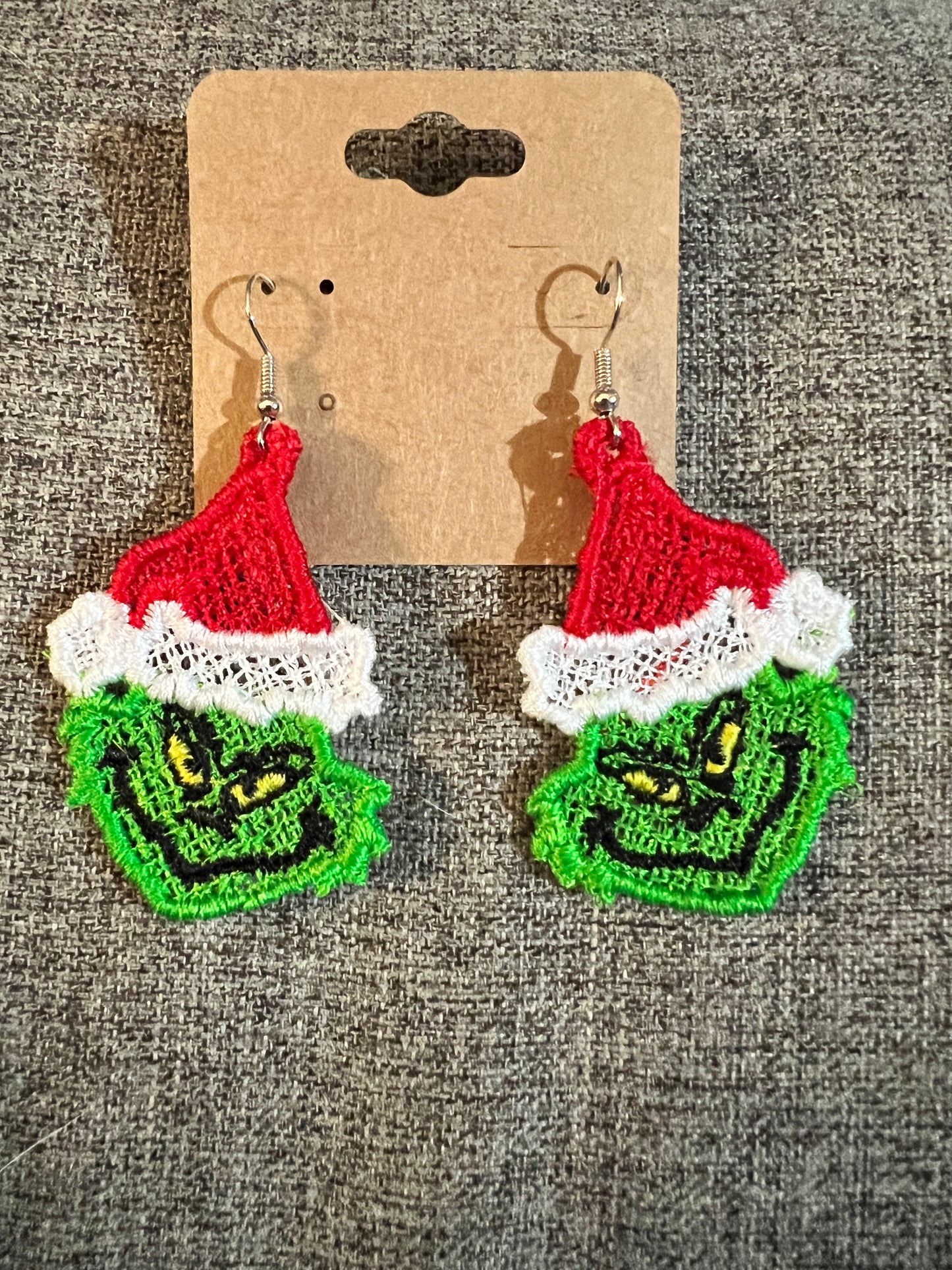 Crochet Handmade Grinch Earrings