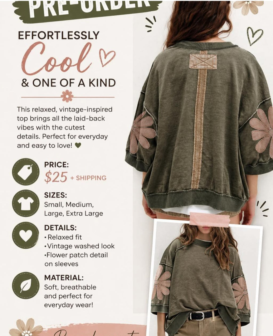 vintage wash flower patch top